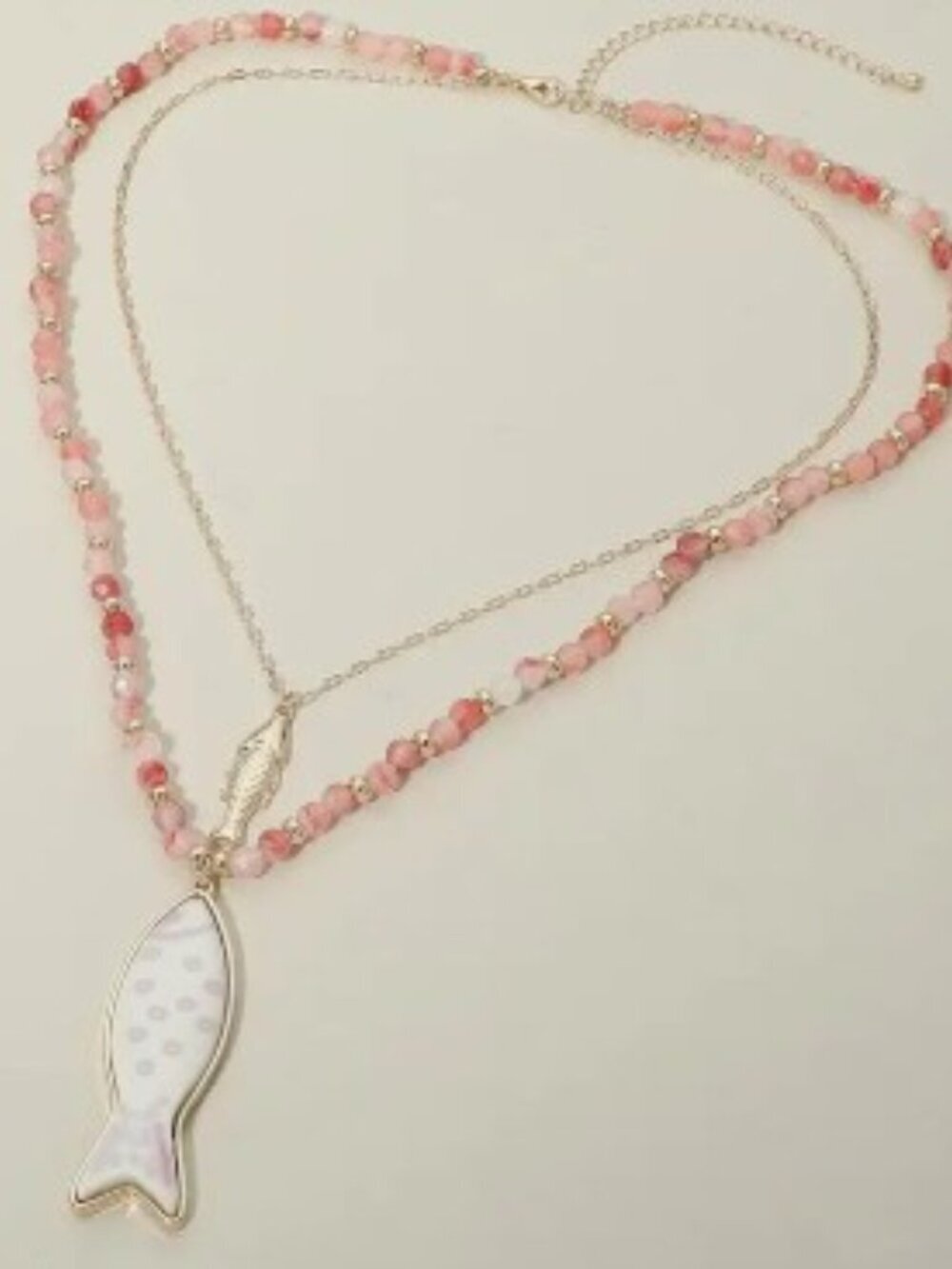 NEW Fish 🐠 Pendant Accent Beaded Chain Layered Necklace